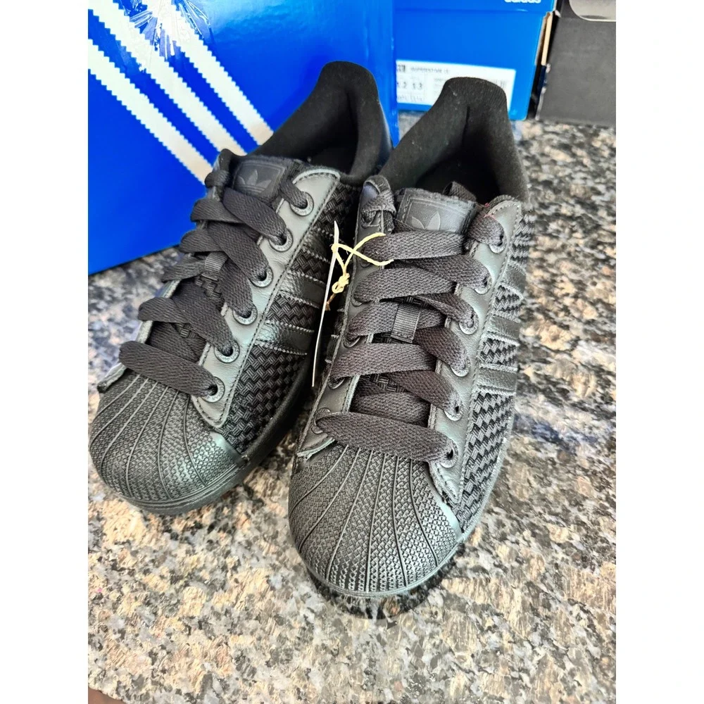 Adidas Superstar II Woven Triple Black Sneakers KI0953 Mens 8 Womens 9